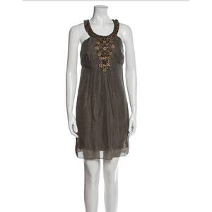 Milly of New York Scoop Neck Sleeveless Embellished Beaded Boho Mini Dress XXS
